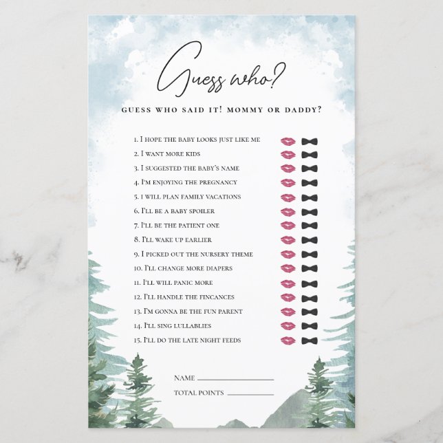 アドベンチャーベビーシャワーGuess Mommy or Daddyゲーム (正面)