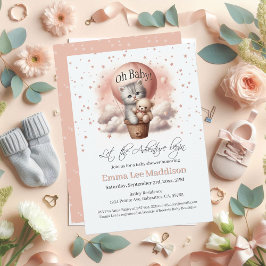 アドベンチャーベビーシャワーOhベビーキッテンバルーン 招待状