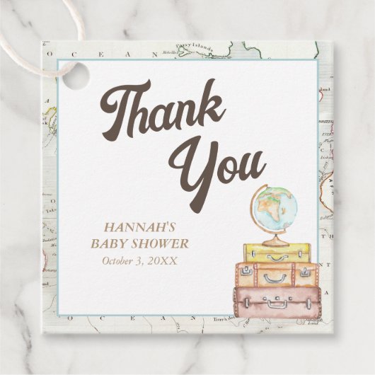 アドベンチャーベビーパーソナライズされたシャワーメッセージカード フェイバータグ (正面)