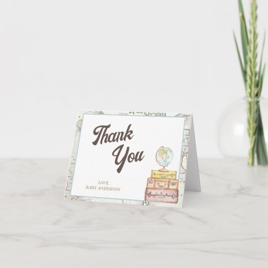 アドベンチャーベビーパーソナライズされたシャワー サンキューカード (正面)