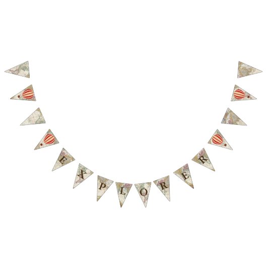 アドベンチャーホットエアバルーンExplorer & World Map バンティングフラッグ (全)