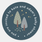 アドベンチャーボーイネイビーベイビーシャワー封筒用シール ラウンドシール (正面)