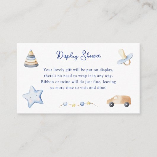 アドベンチャーボーイベビーおもちゃ赤ちゃんシャワー表示シャワー エンクロージャーカード (正面)