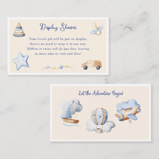 アドベンチャーボーイベビーおもちゃ赤ちゃんシャワー表示シャワー エンクロージャーカード (正面/裏面)