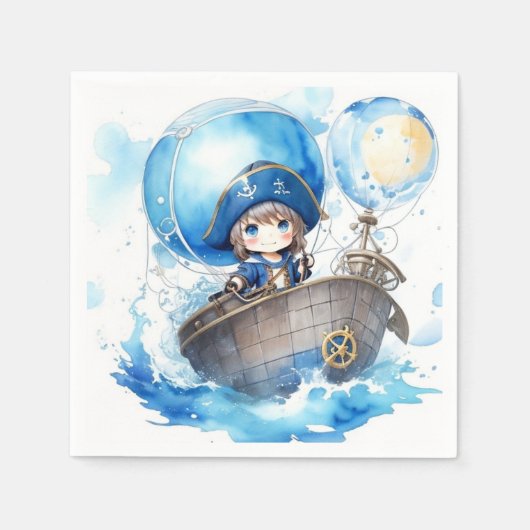 アドベンチャーボーイ航海のベビーシャワー スタンダードカクテルナプキン (正面)