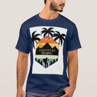 アドベンチャーマウンテンハイキングとアウトドアネイチャー Tシャツ