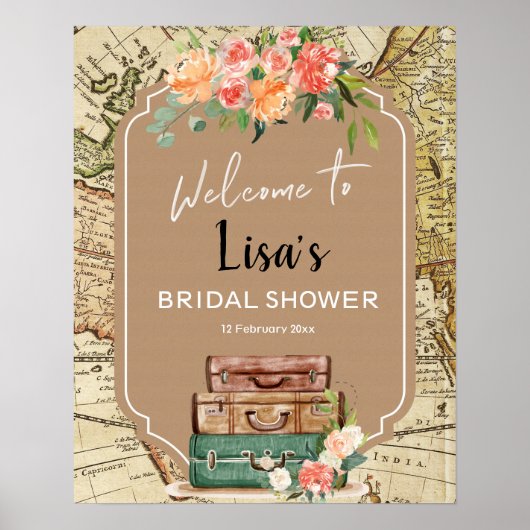 アドベンチャーマップ ブライダルシャワー ウェルカムサイン ポスター (正面)