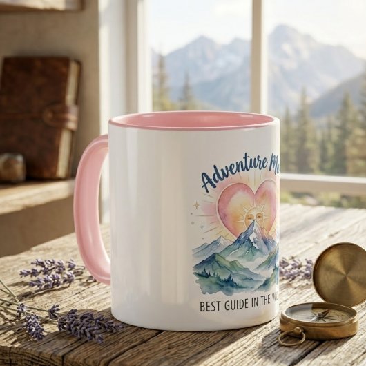 アドベンチャーママ 水彩画の山 マグカップ