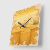 アドベンチャーモチーフ絵画の「世界の端」 スクエア壁時計 (傾斜)