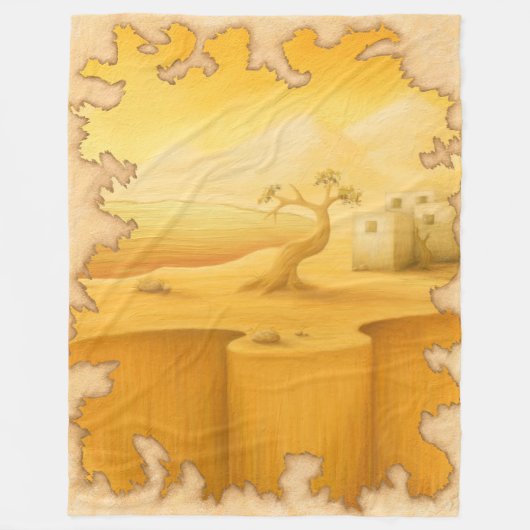 アドベンチャーモチーフ絵画の「世界の端」 フリースブランケット (正面)