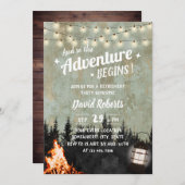 アドベンチャーリレ素朴メンキャンピングボンファイアランタン 招待状 (正面/裏面)