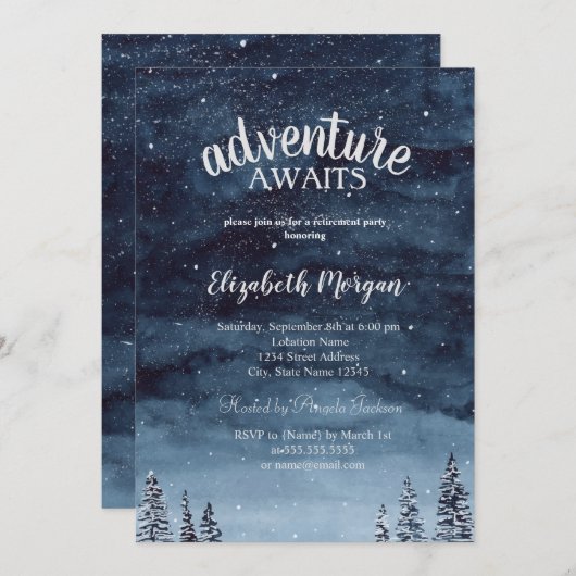 アドベンチャーワアウェイズウィンターフォレストの退職パーティー 招待状 (正面/裏面)