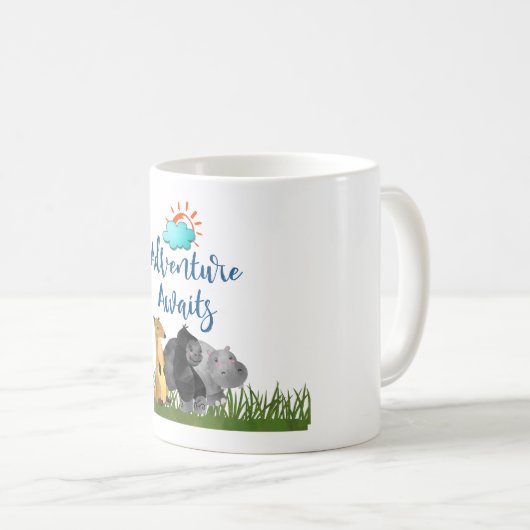 アドベンチャーワアウェイズウォーターカラーサファリジャングル動物 コーヒーマグカップ (正面右)