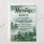 アドベンチャーワアウェイズウォーターカラーフォレストベビーシャワー 招待状 (正面)