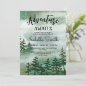 アドベンチャーワアウェイズウォーターカラーフォレストベビーシャワー 招待状 (スタンド正面)