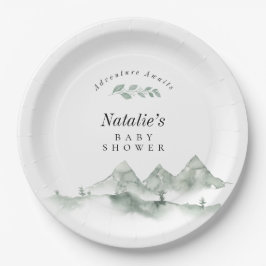 アドベンチャーワアウェイズウォーターカラーマウンテンベビーシャワー ペーパープレート