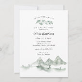 アドベンチャーワアウェイズウォーターカラーマウンテンベビーシャワー 招待状 (正面)