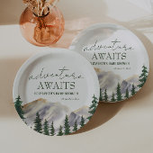 アドベンチャーワアウェイズウォーターカラー山々赤ちゃんシャワー ペーパープレート