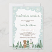 アドベンチャーワアウェイズウォーター色の冬のベビーシャワー 招待状 (正面)