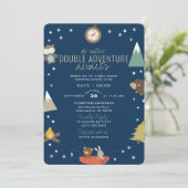 アドベンチャーワアウェイズウッドランドツインボーイズ赤ちゃんシャワー 招待状 (スタンド正面)