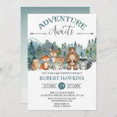 アドベンチャーワアウェイズウッドランド素朴ベビーシャワー招待客 招待状 (正面/裏面)