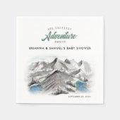 アドベンチャーワアウェイズカップルベビーシャワー山 スタンダードカクテルナプキン (正面)