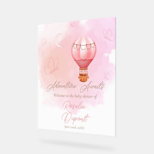 アドベンチャーワアウェイズガールベビーシャワー歓迎サイン アクリルサイン (傾斜)