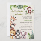 アドベンチャーワアウェイズサファリジャングルベビーシャワー 招待状 (正面)