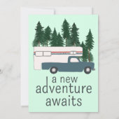 アドベンチャーワアウェイズトラックヴィンテージキャンパーベビーシャワー 招待状 (裏面)