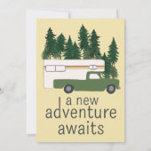 アドベンチャーワアウェイズトラックヴィンテージキャンパーベビーシャワー 招待状 (裏面)