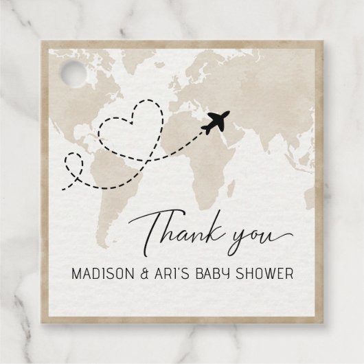 アドベンチャーワアウェイズベビーシャワーメッセージカード フェイバータグ (正面)