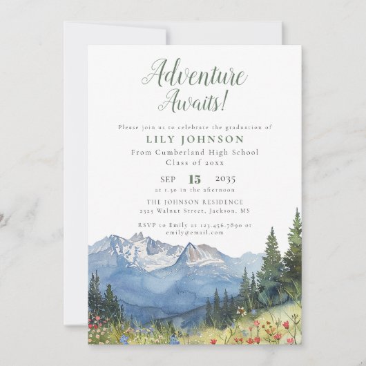 アドベンチャーワアウェイズマウンテンズ卒業パーティーの写真 招待状 (正面)