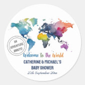 アドベンチャーワアウェイズワールドマップトラベルベビーシャワー ラウンドシール (正面)