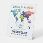 アドベンチャーワアウェイズワールドマップトラベルベビーシャワー 台座サイン (正面)