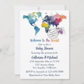 アドベンチャーワアウェイズワールドマップトラベルベビーシャワー 招待状 (正面)