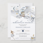 アドベンチャーワアウェイドリーシップ航海のベビーシャワー 招待状 (正面)