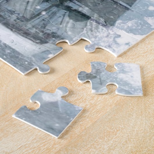 アドベンチャー冬の雪の嵐ヴィンテージ ジグソーパズル (側面)