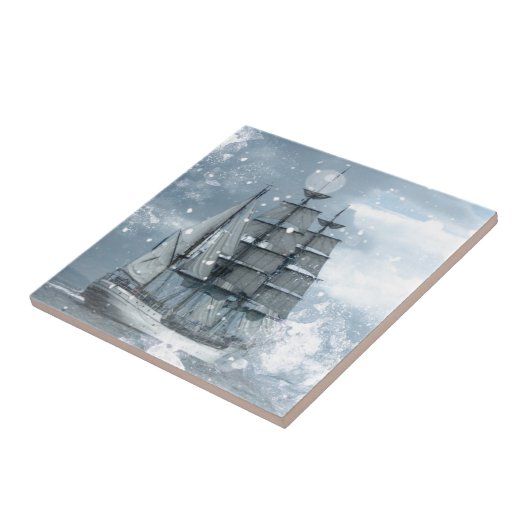 アドベンチャー冬の雪の嵐ヴィンテージ タイル (側面)