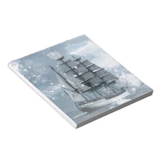 アドベンチャー冬の雪の嵐ヴィンテージ ノートパッド (アングル)