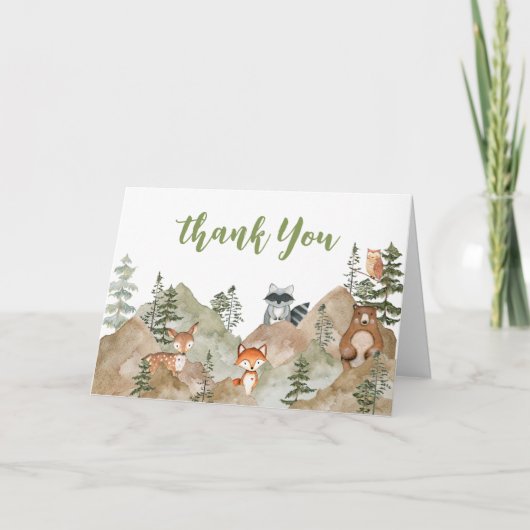 アドベンチャー始まる ワールド マウンテン ベイビー シャワー サンキューカード (正面)