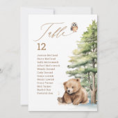 アドベンチャー待ちウッドランドテディベアテーブル番号 招待状 (正面)