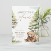 アドベンチャー待ちウッドランドテディベア赤ちゃんシャワー 招待状 (スタンド正面)