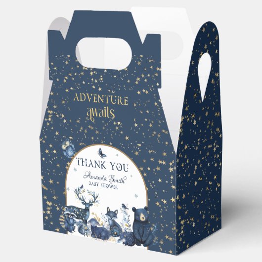 アドベンチャー待ちウッドランドナイトアニマルベビーシャワー フェイバーボックス (オープン)