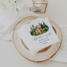 アドベンチャー待ちウッドランドベアーベイビーシャワー スタンダードカクテルナプキン