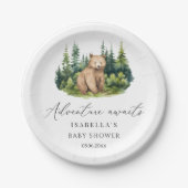 アドベンチャー待ちウッドランドベアーベイビーシャワー ペーパープレート (正面)