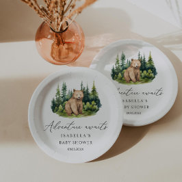 アドベンチャー待ちウッドランドベアーベイビーシャワー ペーパープレート