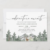 アドベンチャー待ちウッドランドボーイ赤ちゃんシャワー 招待状 (正面)