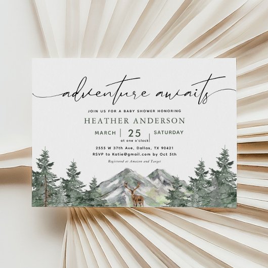 アドベンチャー待ちウッドランドボーイ赤ちゃんシャワー 招待状