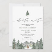 アドベンチャー待ちウッドランド冬の男の子の赤ちゃんシャワー 招待状 (正面)
