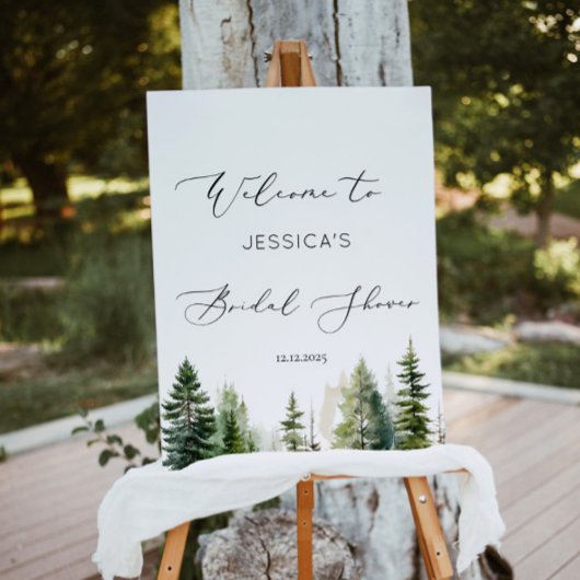 アドベンチャー待ちウッドランド松の木のブライダル歓迎 ポスター